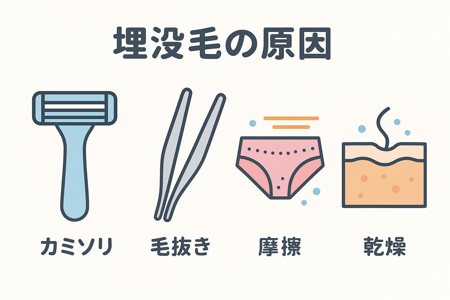 埋没毛の原因を表したイラスト