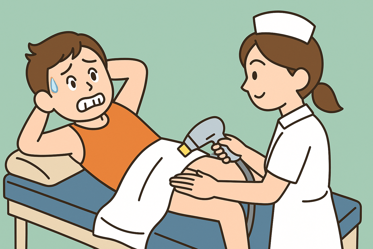脱毛される瞬間の男性のイラスト