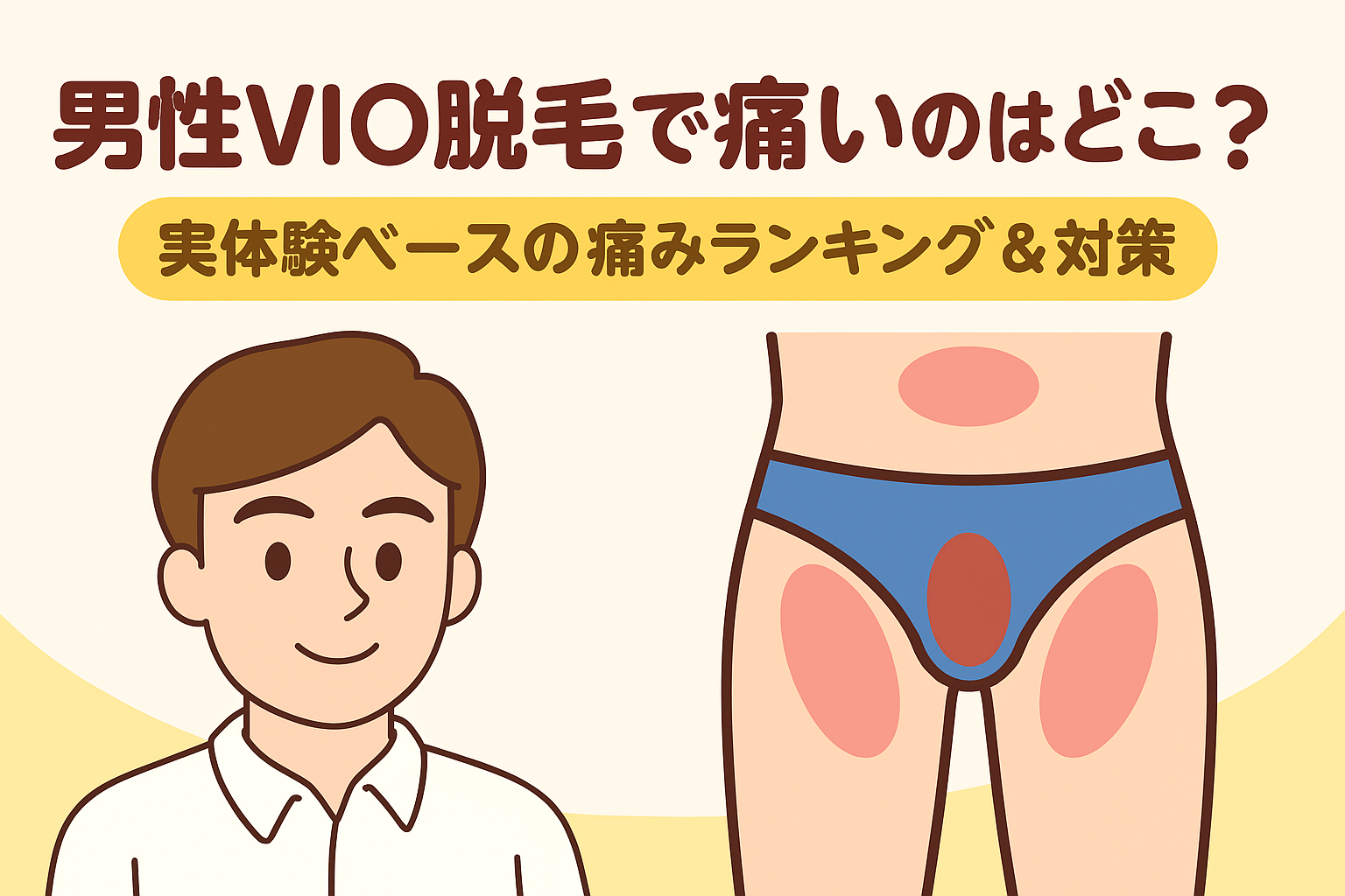 男性VIO脱毛痛い場所ランキングと対策のテキストとイメージ