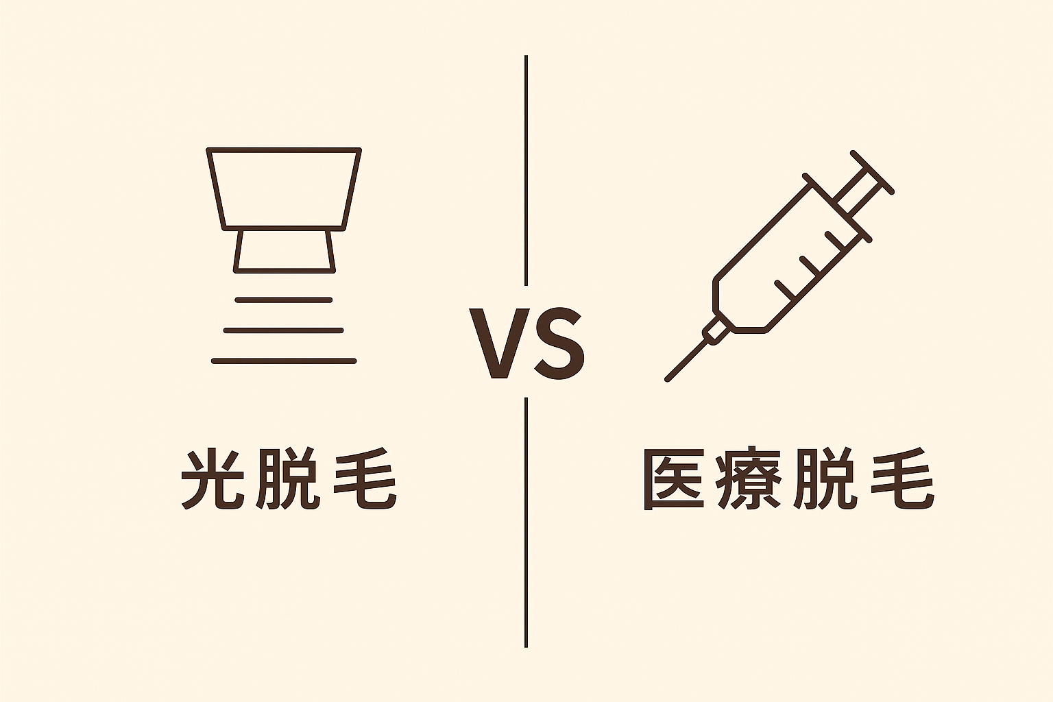 医療脱毛VS美容脱毛をイメージしたイラスト