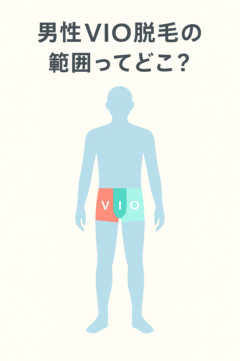 男性のVIO脱毛範囲ってどこ？をイメージしたイラストとタイトル文字