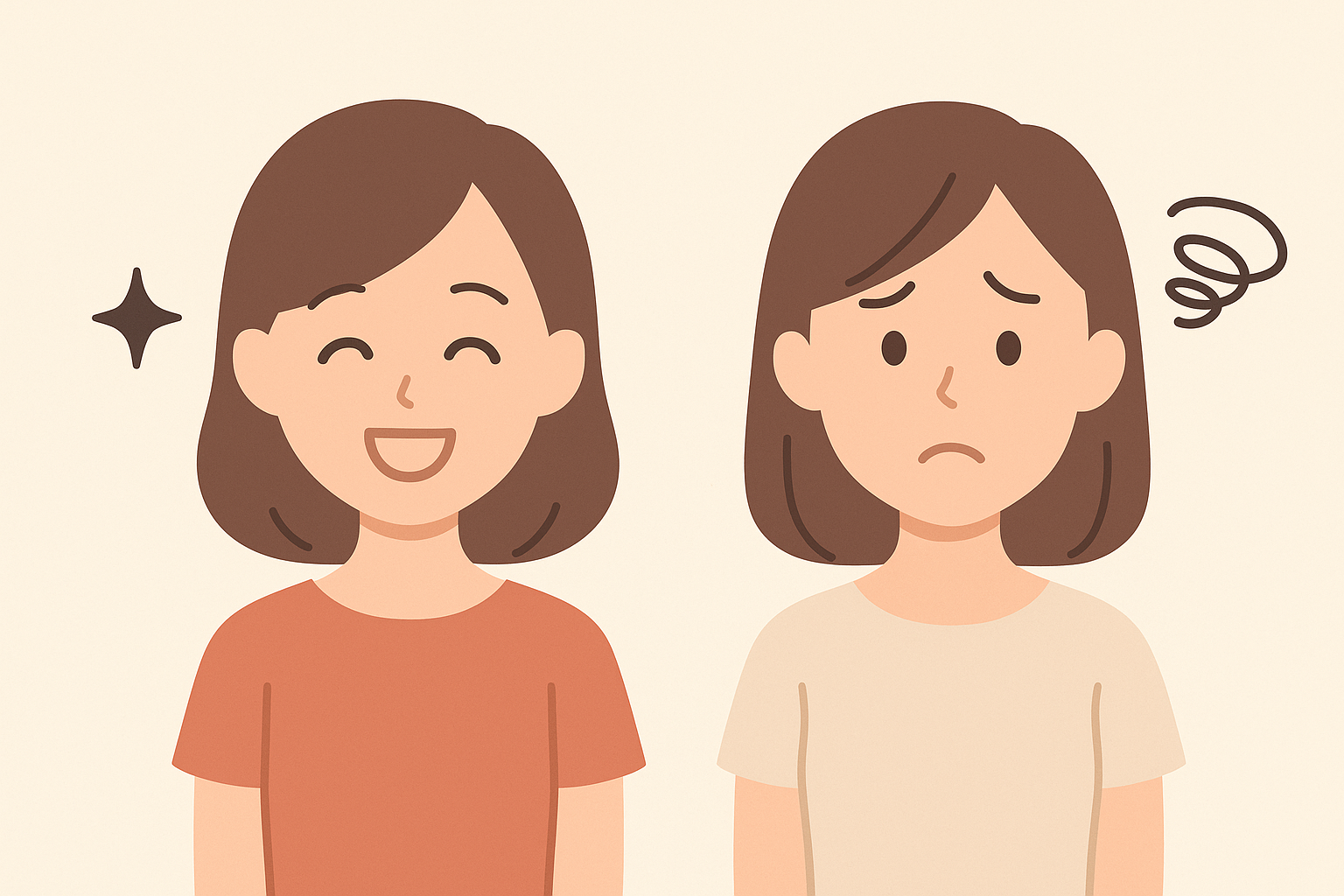 女性の本音（好印象 vs 困惑）のイラスト
