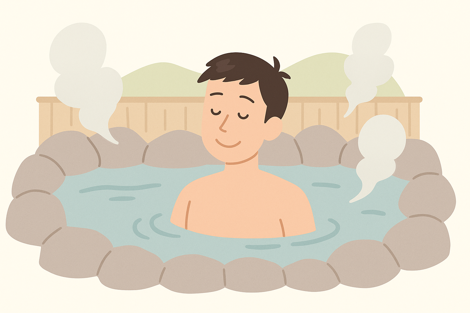 温泉に浸かっているいるイラスト