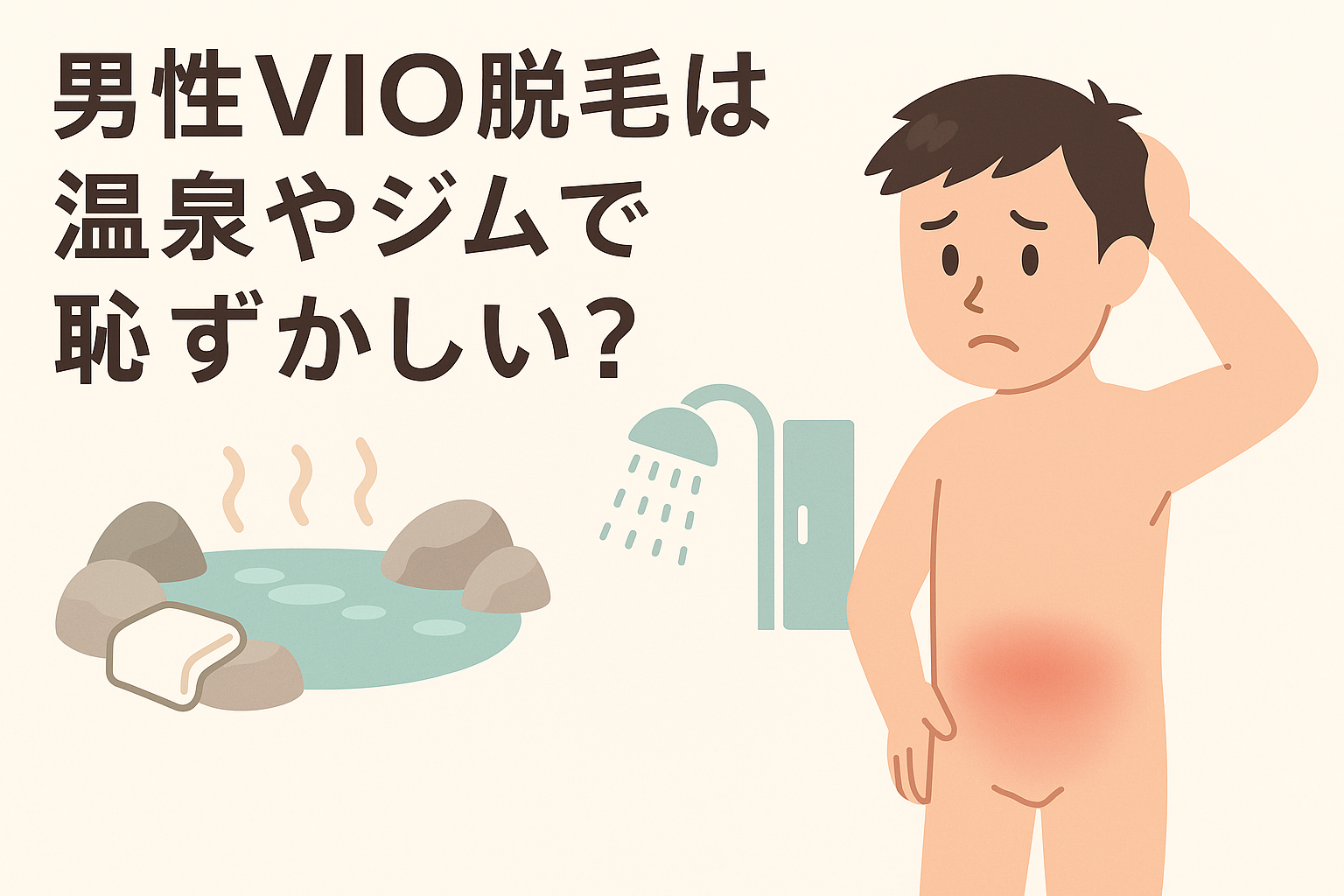 男性のVIO脱毛は温泉やジムで恥ずかしい？タイトルのアイキャッチ画像